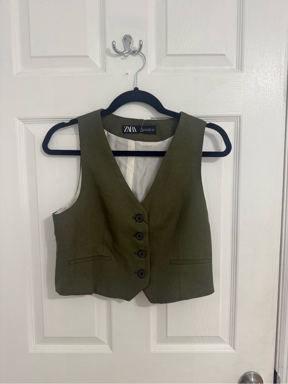 NWT-ZARA Olive Green Button Front Vest